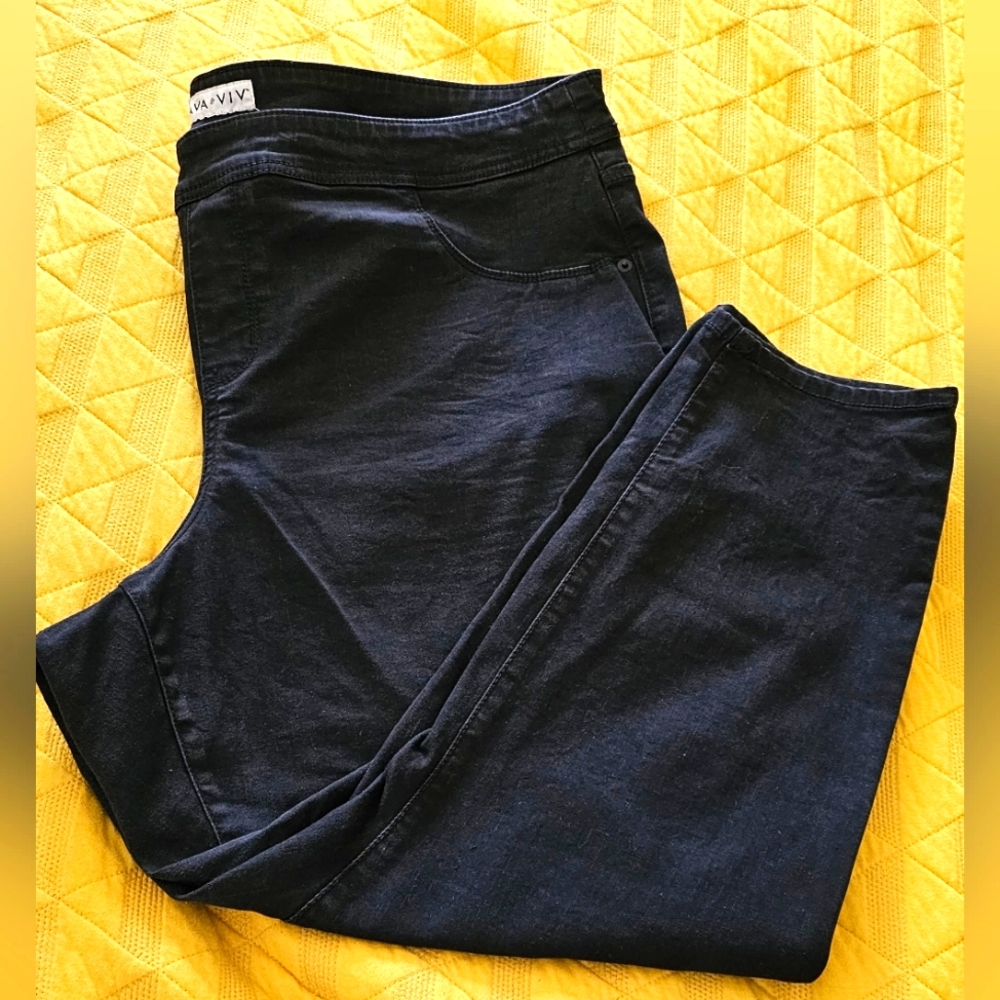 Ava&Viv pull on stretch denim skinny jeans sz 24w black